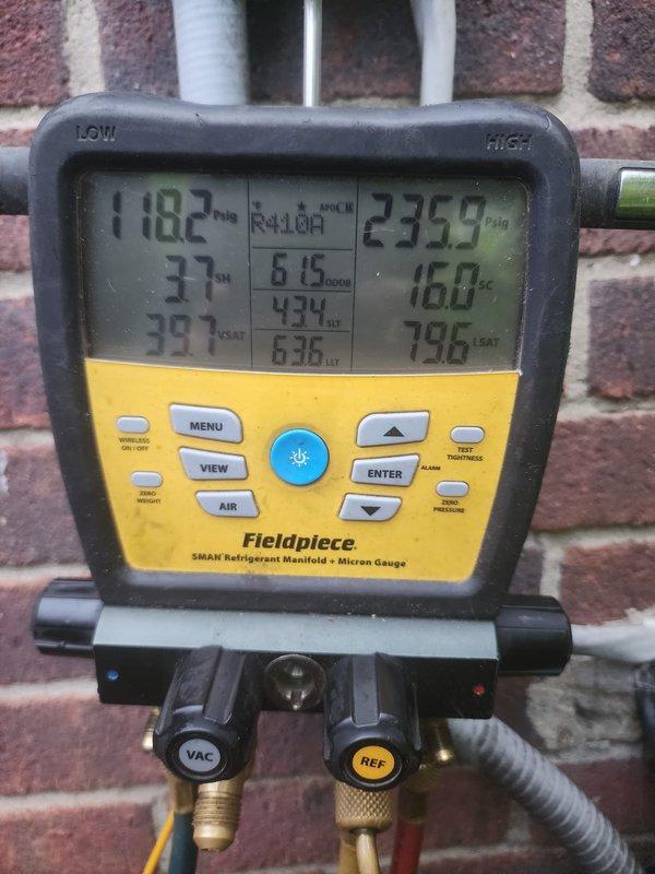 Completed routine cooling season maintenance on residential air conditioning system. Performed comprehensive system diagnostics using refrigerant manifold gauges, verified operating pressures and temperatures within manufacturer specifications, inspected condenser unit exterior condition, and confirmed proper system operation. All components found functioning normally with no deficiencies noted.