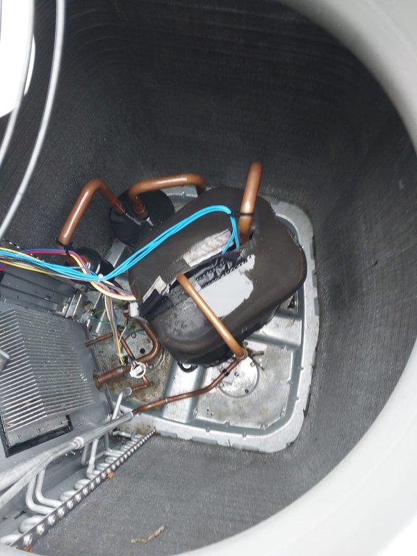 Completed scheduled AC maintenance on outdoor condensing unit. Performed visual inspection of compressor, refrigerant lines, electrical connections, and condenser coil. Unit operational with all components functioning within normal parameters at time of service.