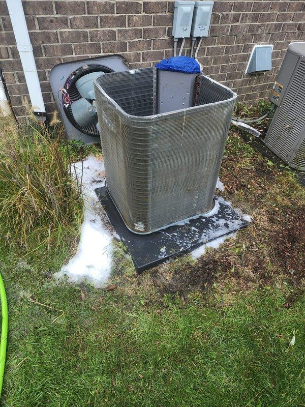 Completed comprehensive tune-up and maintenance service on residential HVAC system including furnace inspection in basement and outdoor AC condenser unit. Performed refrigerant pressure diagnostics using manifold gauges, recording system pressures and temperatures to verify proper charge levels and system performance. Inspected condenser coils, electrical connections, and all outdoor components; system operating within normal parameters with no issues identified.
