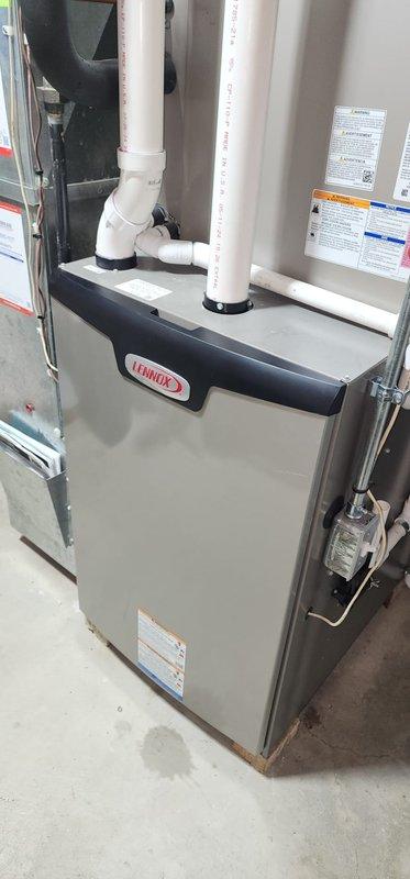 Completed scheduled heating maintenance and tune-up on Lennox furnace system. Performed comprehensive inspection of blower motor assembly, verified electrical connections and wiring harnesses, examined refrigerant lines and copper tubing for proper condition, and assessed all internal components within the cabinet. System tested and confirmed operating properly with all components functioning within normal parameters.