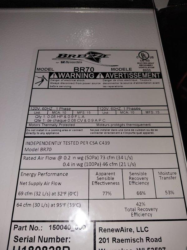 Completed comprehensive tune-up service on dual furnace heating system. Both units were inspected, tested, and found to be operating within normal parameters. Documented system specifications including Broan BR70 ERV unit with 69 CFM net supply air flow, 77% sensible effectiveness, and verified proper airflow configuration per manufacturer schematic showing exhaust air, return air, outside air, and fresh air pathways functioning correctly.