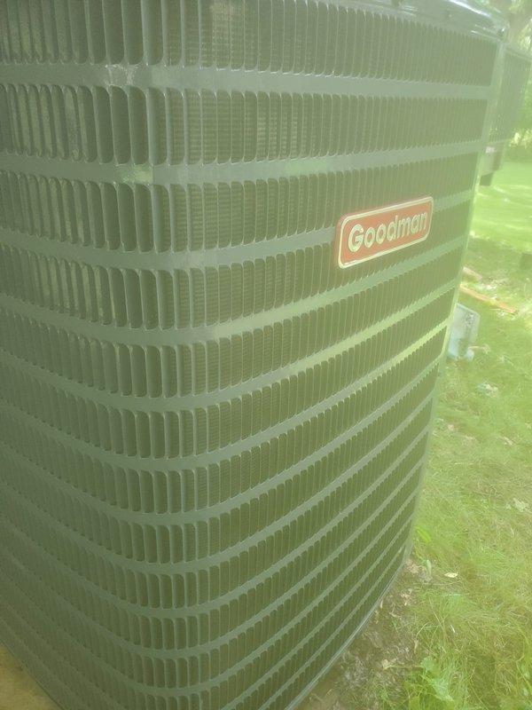 Completed comprehensive AC tune-up on Goodman outdoor condenser unit. Performed standard seasonal maintenance including inspection of electrical components, refrigerant levels, and compressor operation. Unit operating within normal parameters with no issues identified during service visit.