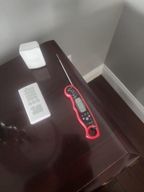 Responded to service call for thermostat displaying inaccurate temperature reading, reportedly 5 degrees off from actual room temperature. Upon arrival, performed diagnostic testing using calibrated digital thermometer to verify temperature variance between Lennox wall-mounted thermostat display and ambient air temperature. Confirmed thermostat was reading approximately 5 degrees higher than actual room temperature, requiring recalibration to ensure proper HVAC system operation and maintain accurate heating and cooling setpoints.