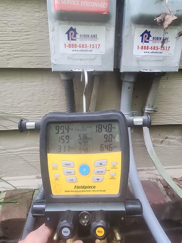 Performed comprehensive preventive maintenance on 4-year-old outdoor air conditioning unit as part of Worry Free Service Agreement cooling season tune-up. Utilized digital diagnostic equipment to measure and verify system performance parameters including temperature differentials, pressures, and electrical readings, confirming all values within manufacturer specifications. Inspected condenser unit, coils, electrical disconnect box, refrigerant lines, and associated components with no deficiencies noted and system operating properly.