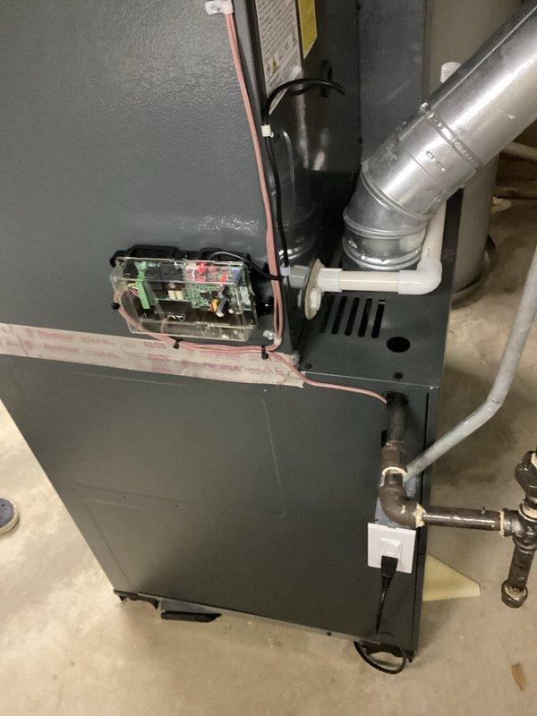 Conducted comprehensive assessment of existing heating system in 3200 square foot residential property to provide furnace replacement estimate. Inspected current furnace unit including control panel, electrical components, ductwork connections, and condensate drainage system. Evaluated basement installation configuration, existing duct routing through ceiling joists, and current HVAC infrastructure to determine appropriate replacement specifications and installation requirements for new furnace system.