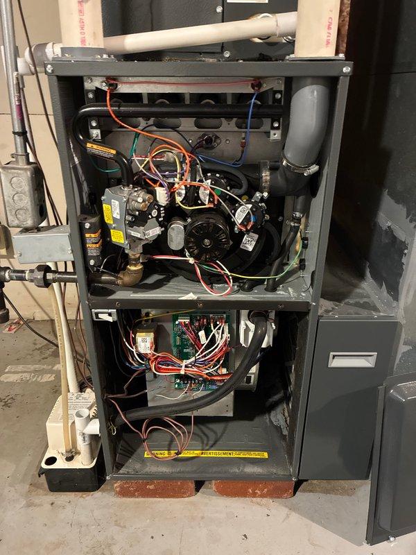 Completed routine HVAC tune-up service on residential furnace system. Inspected exposed ceiling infrastructure including ventilation piping, electrical connections, and safety devices. Performed comprehensive evaluation of furnace components including motor assembly, circuit board, valves, and wiring harnesses to ensure proper functionality and operational efficiency.