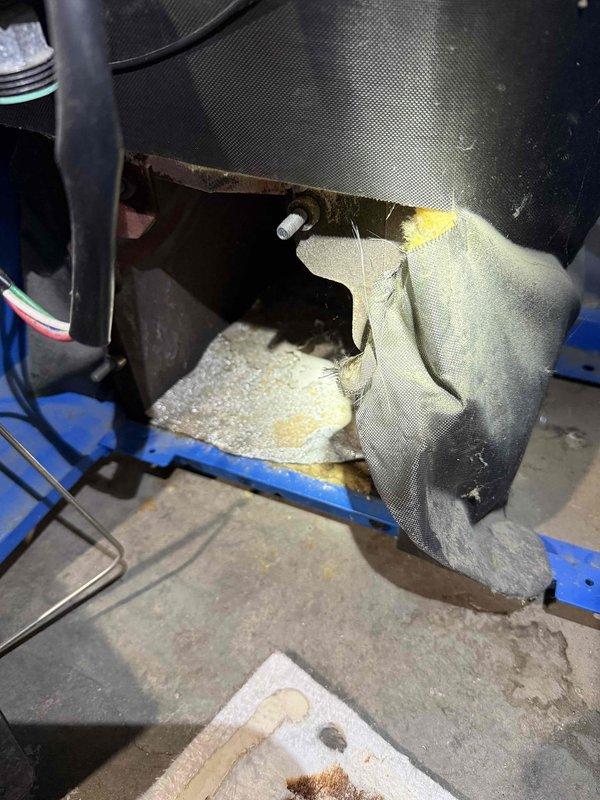 Performed routine maintenance tune-up on HVAC system. Identified significant deterioration of the interior insulation with visible tearing of the liner fabric and accumulation of mineral deposits/corrosion on internal surfaces. Documented evidence of moisture damage that requires attention during next service visit.