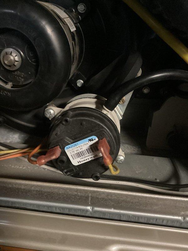 Responded to no-heat call for residential furnace under 10 years old. Diagnostic testing revealed a faulty pressure switch preventing system operation. Replaced Honeywell pressure switch, verified proper connections of all electrical components including circuit board wiring, and conducted complete system test. Unit now functioning correctly with normal heat output and proper cycling.