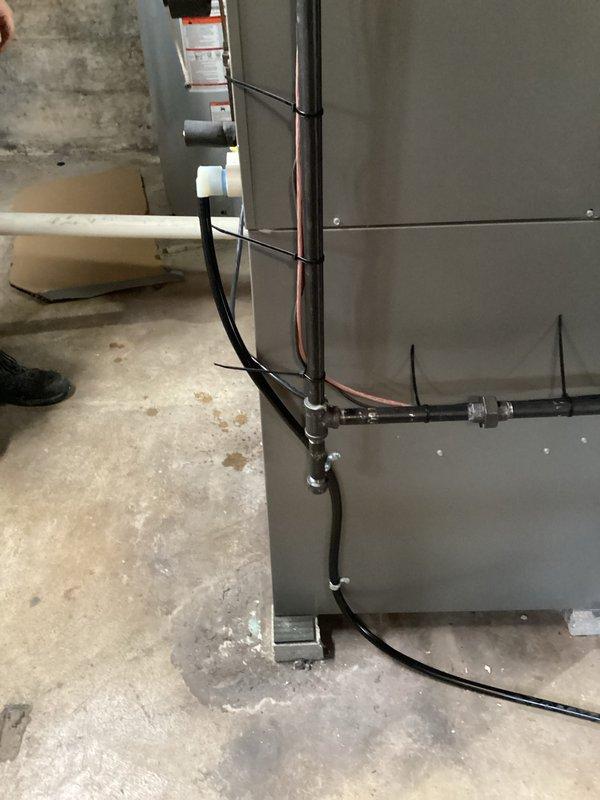 Installed and configured a complete HVAC system in the basement utility area, including mounting the new furnace unit, connecting all refrigerant lines, condensate drains, and electrical components. System was properly secured with appropriate fasteners and clamps, with all wiring and tubing routed according to manufacturer specifications.