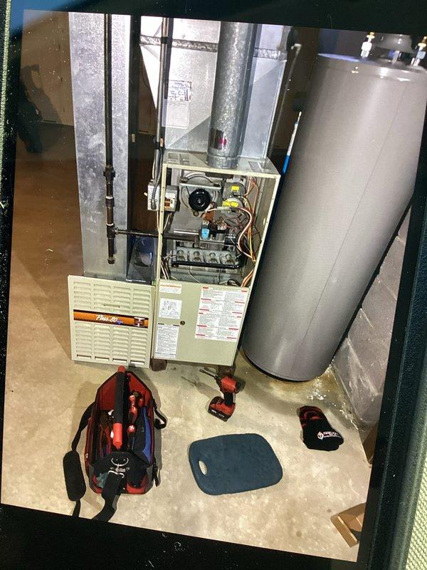 Responded to no heat call for Pride gas furnace less than 10 years old. Opened access panel to inspect internal components including wiring and control boards. Performed diagnostic testing using specialized tools, identified and repaired faulty connection in control circuit that was preventing ignition sequence. System now operating within normal parameters with proper heat output.