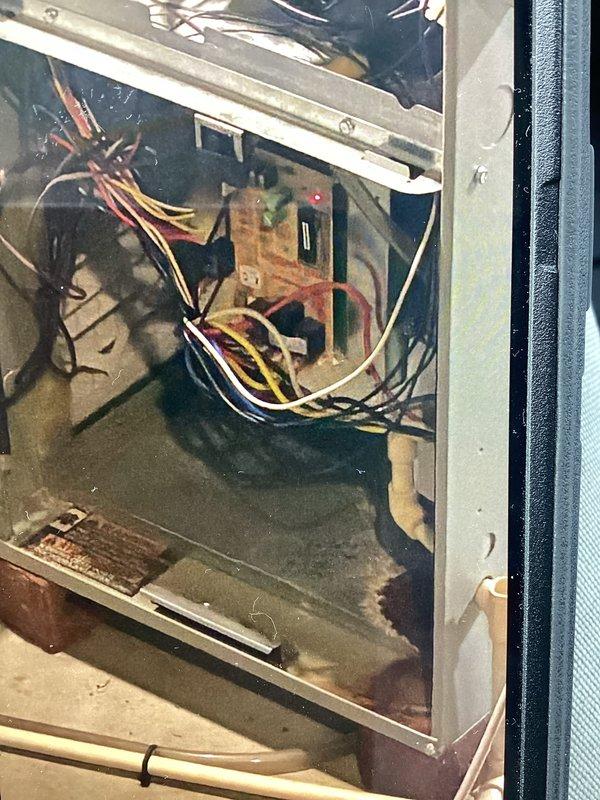 Responded to no-heat call for customer with newer furnace. Upon inspection, discovered failed ignition control module on circuit board as evidenced by error code and lack of proper LED sequence. Replaced faulty control board, verified proper ignition sequence, and confirmed normal operation through complete heating cycle. System now functioning correctly with proper flame sensing and temperature rise.