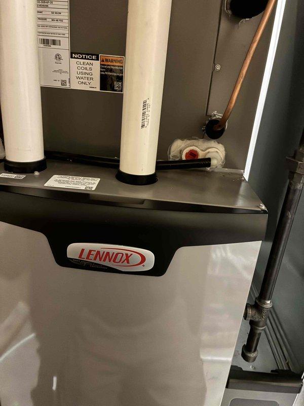 Completed tune-up service on Lennox HVAC system including thorough inspection of all components. Conducted electrical diagnostics using Fieldpiece SC680 multimeter, confirming system voltage at 59.78V which is within acceptable parameters. Verified proper operation of condensate drain system and inspected refrigerant lines for integrity. All systems functioning as designed with no issues detected.