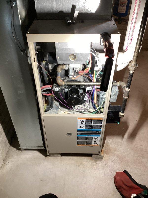 Responded to no-heat call for system less than 10 years old. Upon inspection, discovered fault with control board as evidenced by abnormal LED indicator patterns. Removed access panel, disconnected wiring, replaced defective circuit board with new OEM component, reconnected all terminals according to manufacturer specifications, and verified proper operation. System now heating correctly with normal startup sequence.