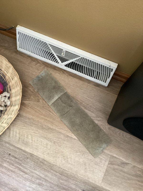 Responded to a no heat call for 10+ year old system. Inspected and repaired the DuroZone digital thermostat which was improperly displaying 73°F despite customer complaint of no heat. Removed, cleaned and reinstalled air vent filter to improve airflow efficiency. Tested system operation after repairs and confirmed proper heating function.