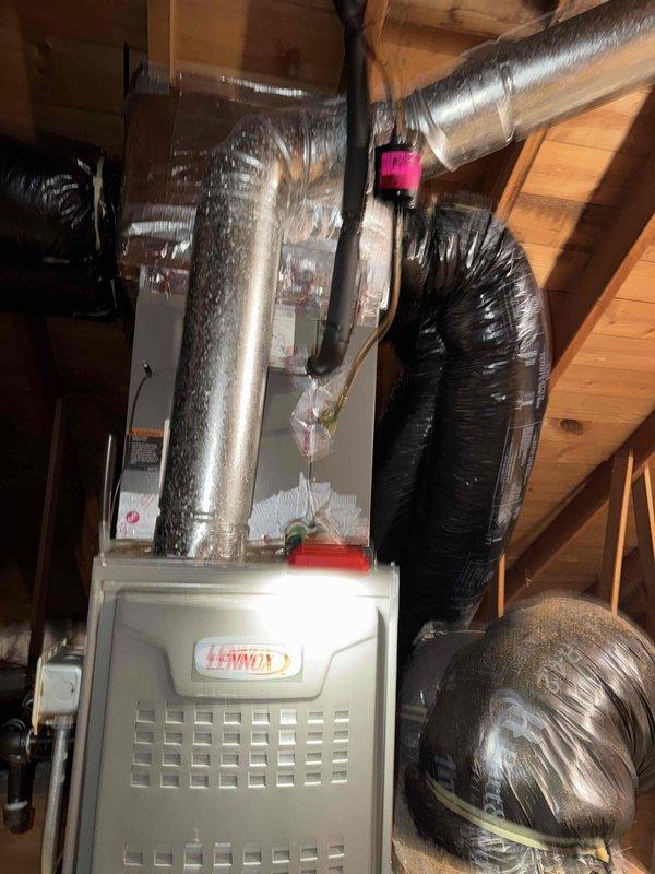 Responded to no heat complaint on newer Lennox system installed in attic. Inspected furnace and found failed igniter preventing proper operation. Replaced igniter, verified proper ignition sequence, and confirmed system is now operating within manufacturer specifications with adequate heat output.