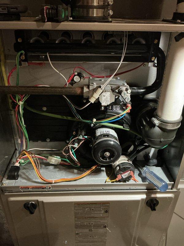 Performed comprehensive tune-up on residential heating system, including inspection of gas valve assembly, electrical connections, and blower motor functionality. Conducted temperature testing at air vents with readings showing 58°F output, confirming proper system operation. All components were found to be in working order with no necessary repairs or adjustments required at this time.