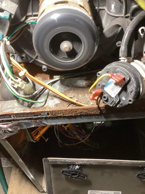 Responded to no-heat call on a relatively new furnace system. Upon inspection, identified issues with the blower motor showing signs of dust accumulation and electrical connection problems. Cleaned internal components, tightened loose wiring connections, and verified proper operation after service with the system now producing adequate heat.
