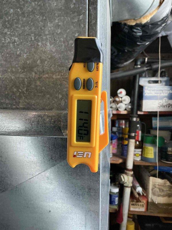 Performed routine HVAC tune-up service with comprehensive inspection revealing mold growth inside ductwork. Conducted diagnostic testing with UEI instrument on system parameters, confirming acceptable operational readings within manufacturer specifications.