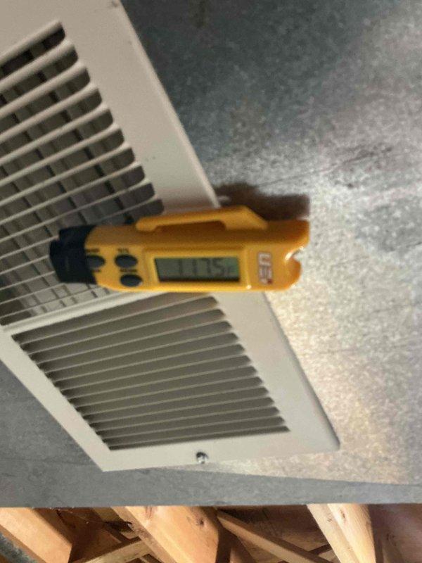 Completed preventative maintenance tune-up on 95.5% efficient furnace system. Conducted airflow measurements at supply registers (1115 CFM verified) and performed full electrical component inspection. System now operating within manufacturer specifications with all connections secure and performance optimized for the heating season.