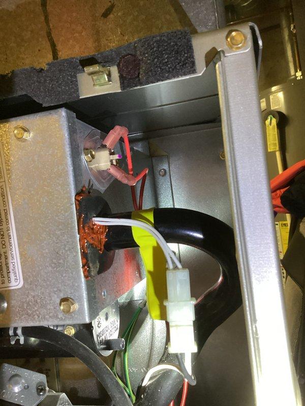 Performed diagnostic inspection of furnace electrical system, identifying loose wiring connections at the control board. Reconnected and secured all wiring harnesses, with particular attention to the main power and thermostat connections. System tested after repair and confirmed proper operation with all safety circuits functioning correctly.