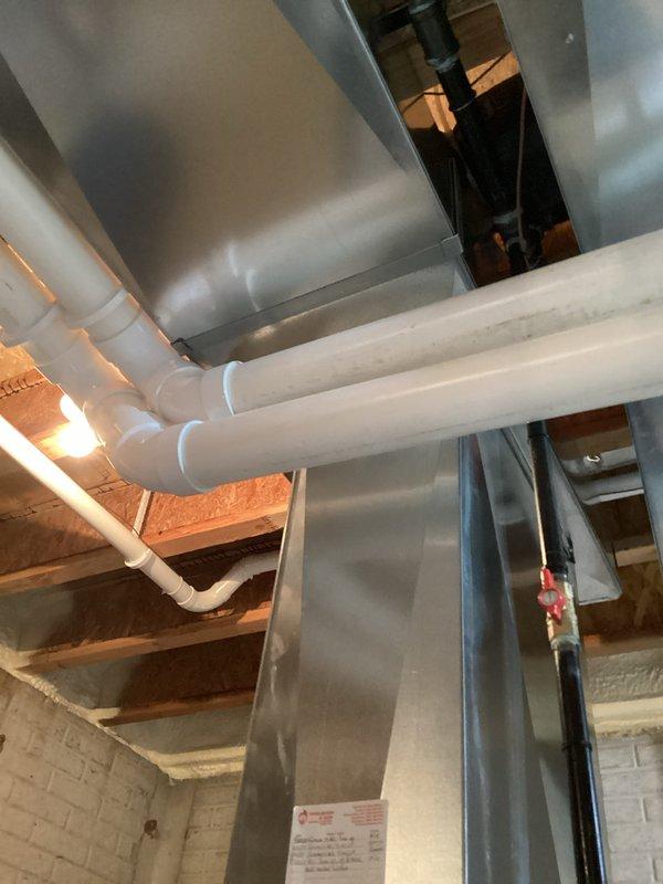 Performed seasonal preventative maintenance on the HVAC system. Inspected and cleaned interior components including the blower motor, control board, and electrical connections. Examined basement ductwork and PVC ventilation/drainage pipes for proper installation and function. All systems operating within normal parameters after service.