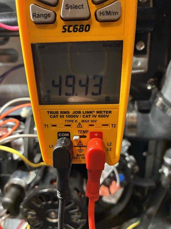 Conducted scheduled preventive maintenance under existing agreement. Performed comprehensive electrical diagnostics using Fieldpiece SC680 digital multimeter, verifying system voltage readings (49.43V) and current draw (0.23A) within manufacturer specifications. All electrical connections inspected and confirmed secure.