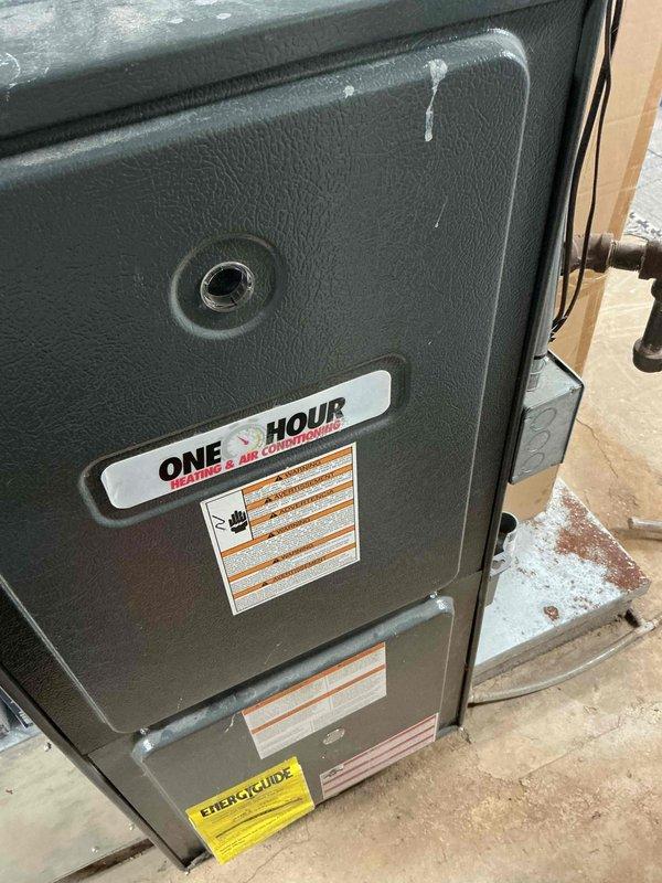 Performed annual tune-up on One Hour furnace system. Inspection revealed significant frost accumulation and corrosion on interior ductwork, plus oxidation on metal components indicating moisture issues. Cleaned affected areas, removed frost buildup, and applied rust inhibitor to corroded sections to prevent further deterioration. Recommend monitoring system for continued moisture problems and scheduling follow-up inspection in 6 months.