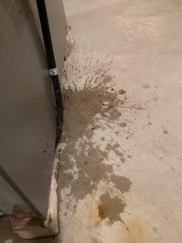 Performed comprehensive tune-up on the HVAC system, including inspection of internal components and wiring connections. Identified and cleaned water staining on floor beneath unit, likely from condensate drainage. All mechanical parts, fan assembly, and control boards were verified operational with no visible damage or irregularities.