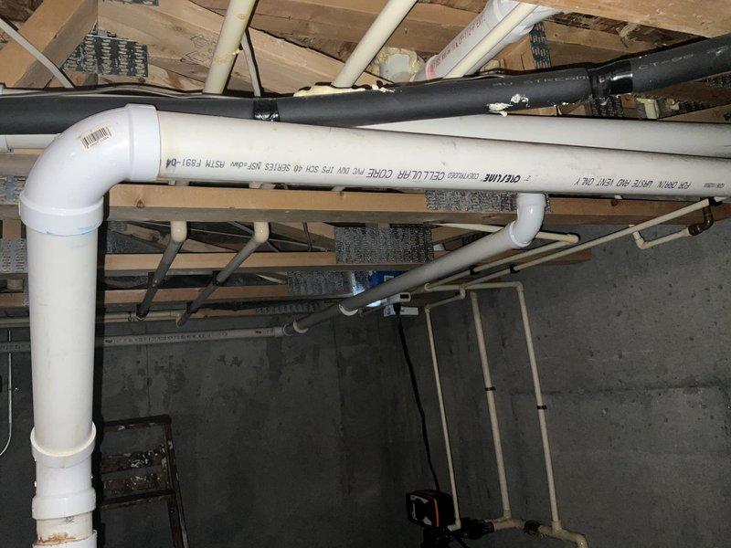 Completed HVAC replacement with installation of a new Goodman furnace system in basement mechanical room. Installation included proper PVC venting, condensate line configuration, and connection to existing ductwork. All components were properly secured and installed according to manufacturer specifications with appropriate pipe supports and ventilation requirements.