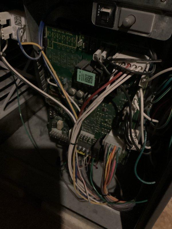 Performed diagnostic assessment on Goodman furnace exhibiting no-heat condition. Removed access panel to inspect internal components and utilized multimeter to test electrical connections. Identified faulty control board as the source of system failure, as evidenced by irregular voltage readings at the circuit board terminals. Replaced defective control board and verified proper system operation with complete heating cycle test.
