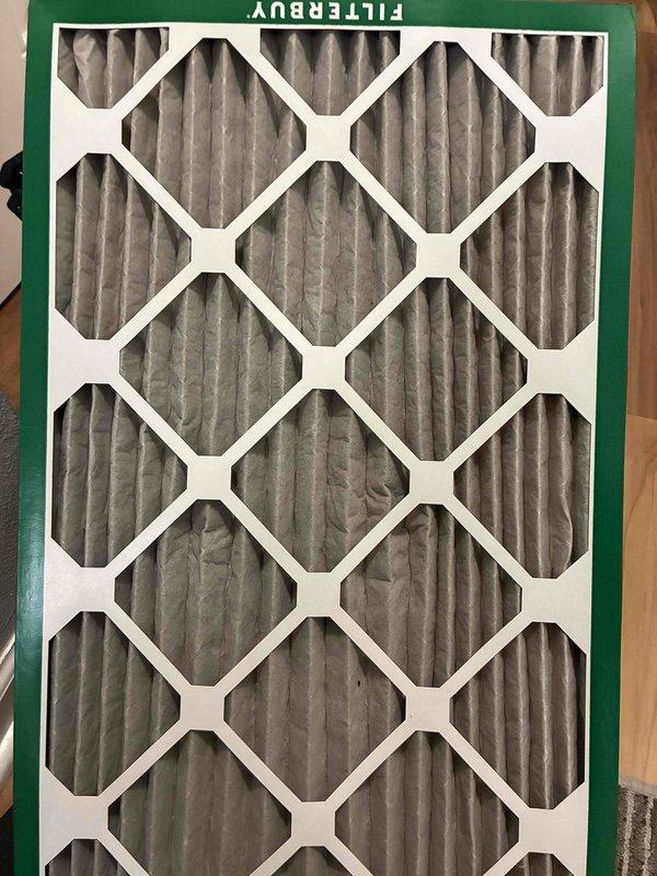 Performed routine HVAC tune-up service including inspection and replacement of air filter with new FilterBuy pleated filter. Conducted electrical diagnostic testing using SC680 multimeter on system components, checking amperage and voltage readings to ensure proper electrical operation. All readings were within normal parameters, confirming system is functioning efficiently.