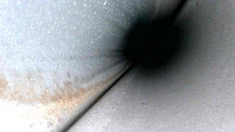 Completed prepaid maintenance service on Bryant furnace system. Performed visual inspection of ductwork revealing some minor dust accumulation and a small area of discoloration that may require future attention. System appears to be in normal operating condition with all connections intact.