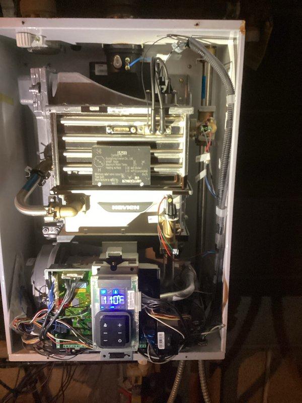 Performed routine maintenance on residential boiler system, which included inspection of heat exchanger, control panel functioning (confirmed 140°F operating temperature), and examination of all electrical components. Checked plumbing connections throughout the hydronic system, inspected expansion tank and water treatment equipment, and verified proper operation of pressure regulation valve. All components functioning within normal parameters.
