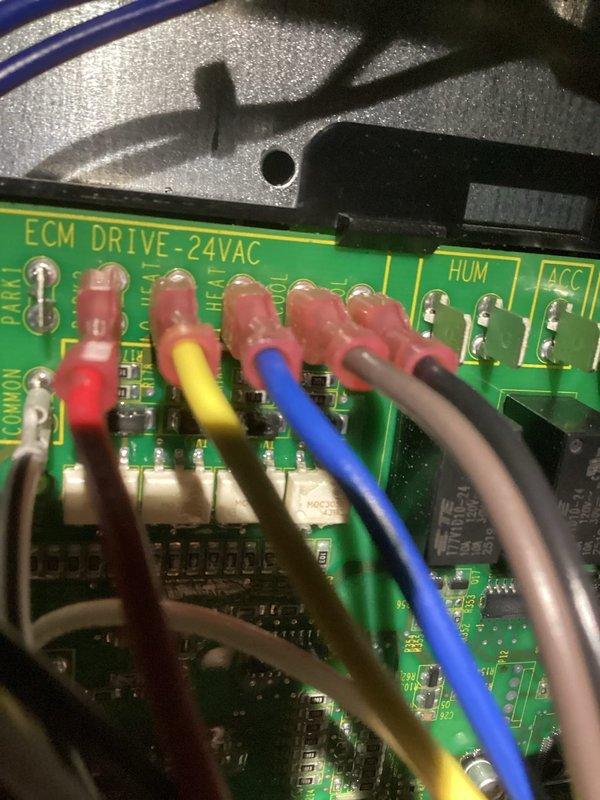 Responded to an HVAC install callback to diagnose system electrical issues. Used Fluke multimeter to verify voltage readings at 709V and inspected the ECM Drive-24VAC circuit board, where multiple wire connections were examined. Checked and reseated all terminal connections on the control board to restore proper system operation.