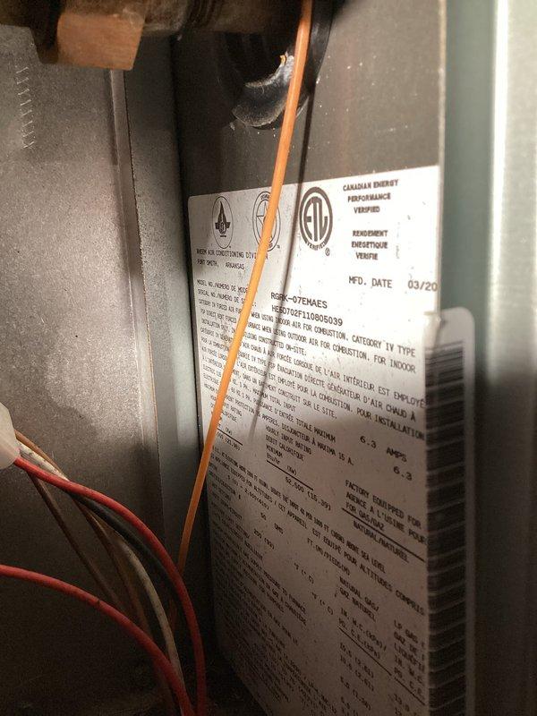 Performed comprehensive tune-up on a Goodman HVAC system with ETL certification. Opened unit to inspect internal components including blower motor, gas valve, and circuit board connections. Verified proper operation of all electrical connections and inspected wiring integrity. System is operating within manufacturer specifications after service.