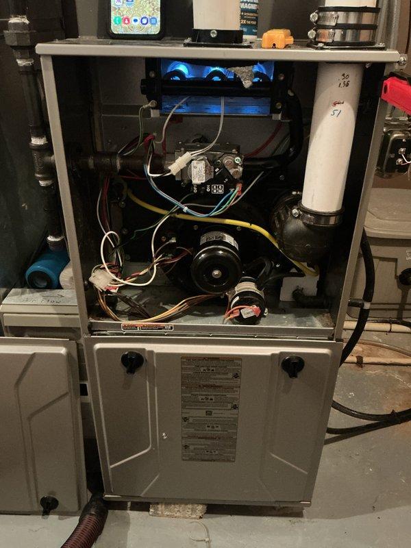 Completed inspection and repair of gas furnace exhibiting ignition issues. Removed front panel to access internal components, examined control board and gas valve functionality, and performed a thorough cleaning of the flame sensor. System was fully tested after repair, confirming proper ignition sequence and normal operation.