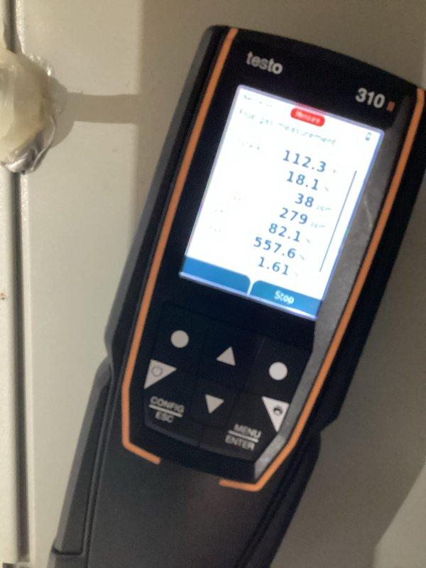 Performed comprehensive HVAC system tune-up including inspection of furnace components with full access panel removal. Conducted combustion analysis using Testo 310 analyzer, measuring efficiency parameters including temperature, O2/CO2 levels, and draft pressure. All readings within acceptable operational parameters at 82.2% efficiency.