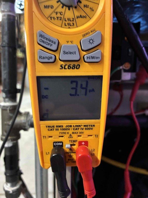 Performed annual tune-up on HVAC system. Conducted comprehensive electrical testing using Fieldpiece SC680 multimeter, measuring microamp readings at 3.4 μA DC and voltage readings at 59.76V. All electrical parameters were verified to be within manufacturer specifications, ensuring safe and efficient system operation.