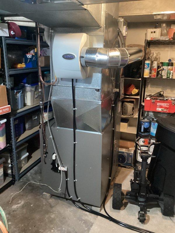 Successfully installed a new Carrier furnace unit in the client's basement utility area. Completed all necessary gas line connections, electrical wiring, and proper ductwork installation. The unit was mounted with appropriate clearance for maintenance access, and the installation area was left clean and organized.