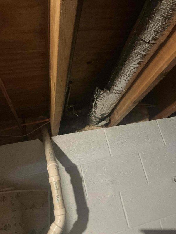 Conducted comprehensive IAQ assessment of residential HVAC system, including inspection of outdoor condensing unit installation and ductwork condition in basement/crawl space. Evaluated exterior unit placement, refrigerant line connections, and electrical components, noting proper installation on concrete pad. Examined basement ductwork insulation integrity and PVC condensate drainage system. All components appeared to be functioning within normal parameters.