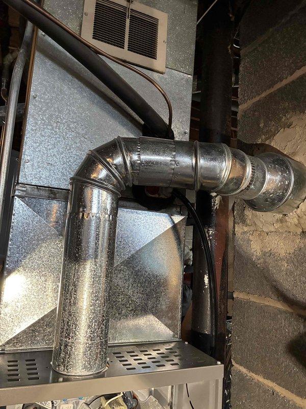 Responded to no-heat call for system less than 10 years old. Diagnosed issue with thermostat not properly communicating with furnace. Recalibrated Honeywell digital thermostat and verified proper operation of ductwork connections. System now maintaining proper temperature with heat cycling correctly.