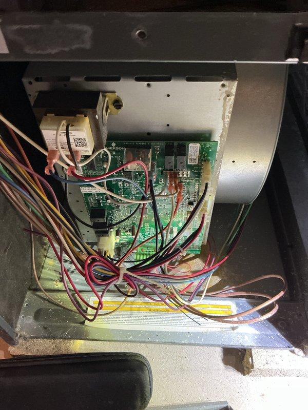 Performed scheduled maintenance on Daikin HVAC system. Inspected control board circuitry and wiring connections, confirming proper operation with no visible damage or loose connections. Examined blower wheel assembly and internal components, all found to be in normal working condition.