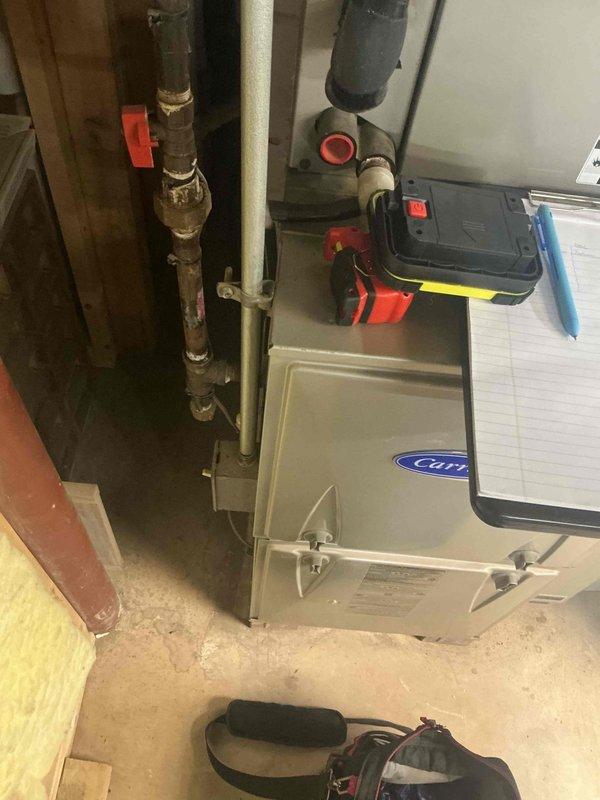 Completed comprehensive IAQ assessment of residential HVAC system featuring Carrier furnace unit. Performed thorough inspection of heating components, ventilation connections, and associated ductwork. Documentation included photographic evidence of current installation configuration to support recommendations for improving indoor air quality.