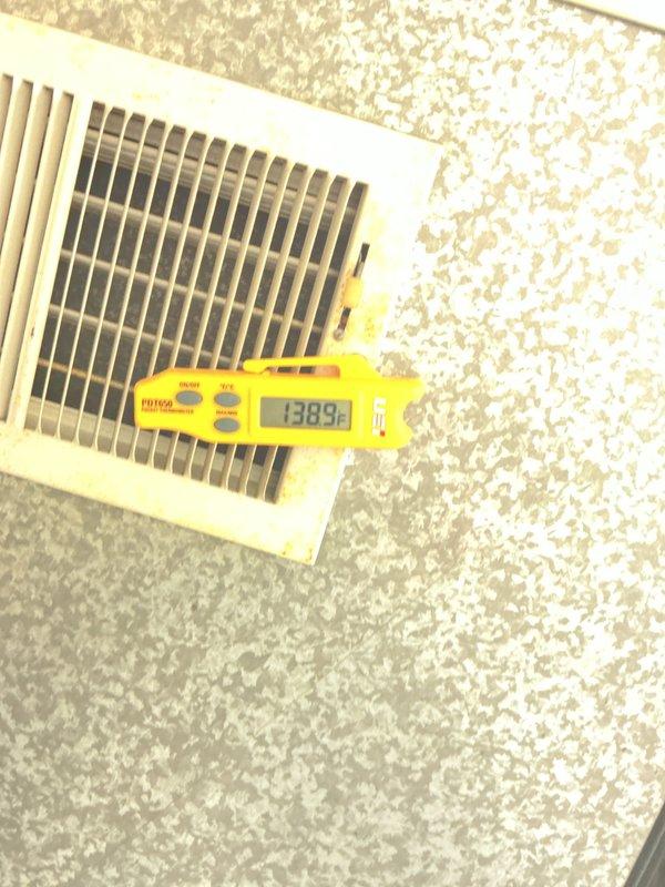 Completed preventative maintenance service on Lennox HVAC furnace system. Inspected all components for proper operation, cleaned key parts, and verified system performance. Temperature readings at register showed 138.5°F, indicating proper heating function within normal parameters.