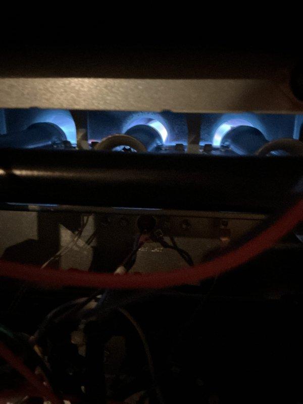 Performed scheduled maintenance on customer's gas furnace system. Inspected burner assembly confirming proper flame pattern with consistent blue flames indicating complete combustion. Examined and tested electrical components including circuit board, wiring connections, and blower motor, all found to be in good working condition.