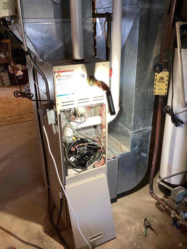 Conducted diagnostic assessment on gas furnace due to no heat complaint. Inspection revealed faulty control board with damaged relay contacts preventing proper ignition sequence. Replaced control board, verified proper voltage to ignition system, and tested complete heating cycle. System now operating within manufacturer specifications with normal flame pattern and appropriate temperature rise.