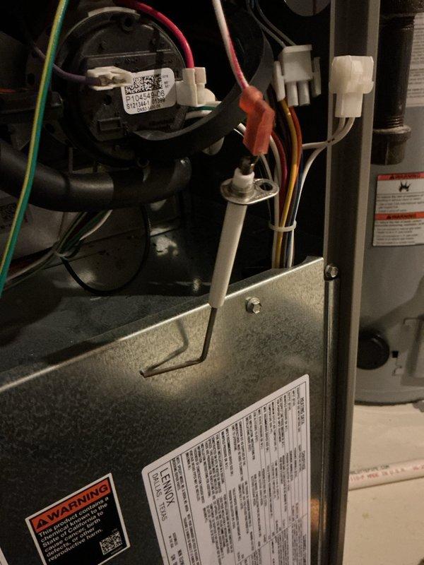 Performed comprehensive tune-up on gas furnace system. Inspected internal components including electrical connections, ignitor probe, pressure switch, and control board - all functioning properly. Cleaned interior housing and verified proper operation of blower motor and gas valve. System is operating within manufacturer specifications with no safety concerns noted.