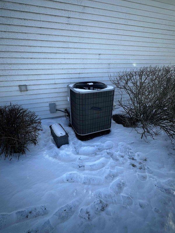 Conducted a comprehensive evaluation of the existing HVAC system including the outdoor air conditioning unit which showed signs of winter exposure and snow accumulation. Inspected the interior thermostat system (currently reading 62°F) and associated control panel for compatibility with potential replacement options. Provided detailed estimate for full system replacement to improve energy efficiency and heating/cooling performance.