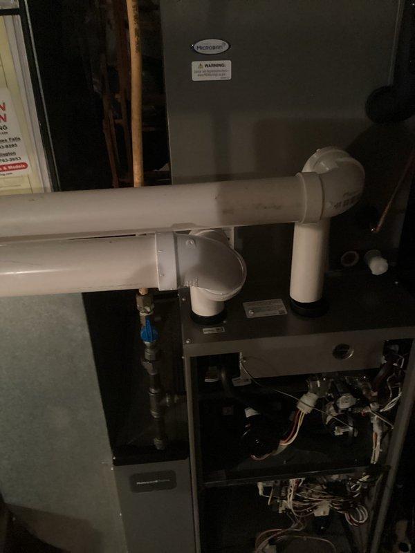 Responded to no heat call for Honeywell furnace less than 10 years old. Inspection revealed faulty circuit board causing system failure. Replaced defective board, verified proper operation of all electrical components, and tested system through complete heating cycle. Unit now functioning correctly with normal flame pattern and proper exhaust venting through PVC piping system.