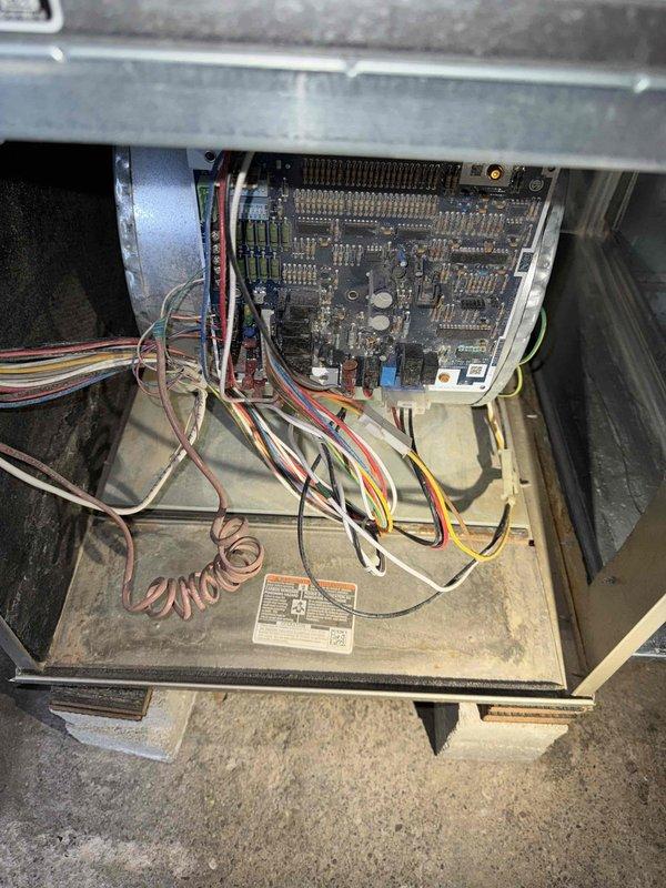 Responded to no-heat call for system less than 10 years old. Diagnostic testing with dual port manometer revealed gas pressure readings of 141-142 WC, which was within manufacturer specifications. Inspected control board for potential issues, found all connections secure with no visible damage to components or wiring.